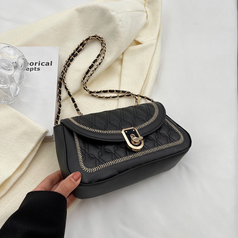 Túi Xách Đeo Vai Hình Vuông Cỡ Nhỏ Đính Đá Phối Dây Đeo Sợi Xích Thời Trang Hàn Quốc 2023 Cho Nữ