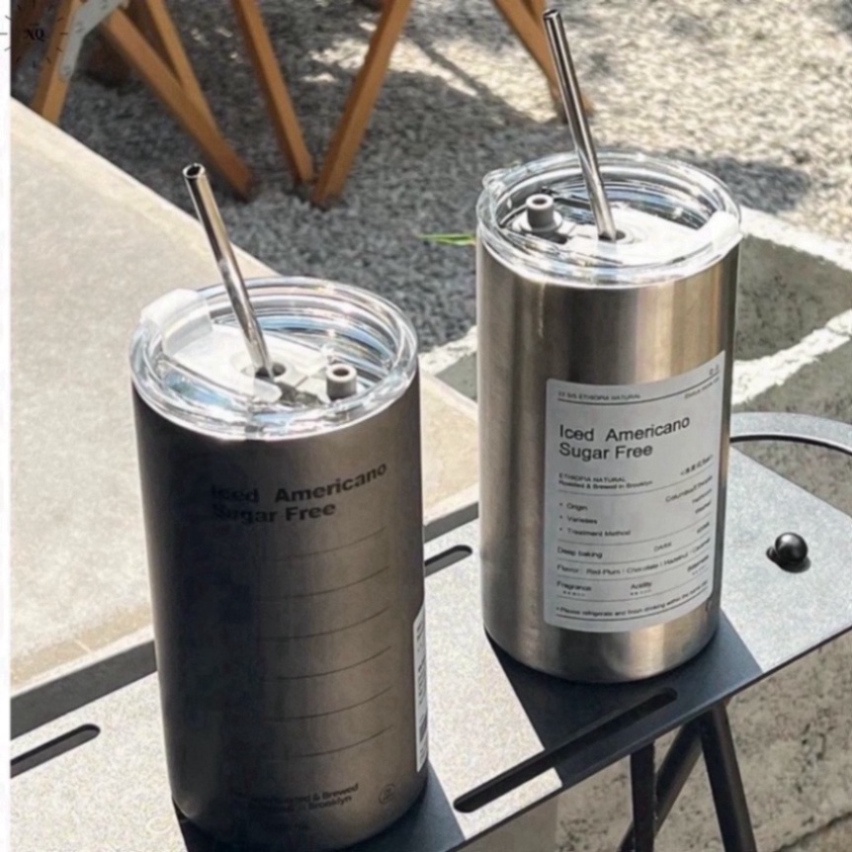 ⚡ＦＬＡＳＨ⚡ Cốc giữ nhiệt Iced Americano Inox 304 600ml kèm ống hút, giữ nhiệt 6-8 tiếng, ca giữ nhiệt