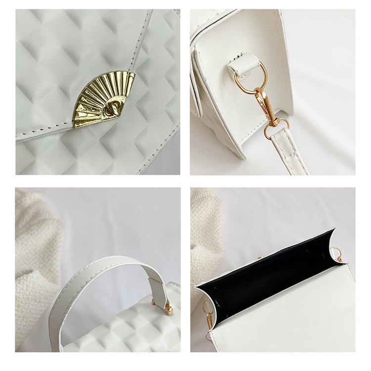 Túi Xách Đeo Vai Hình Vuông Nhỏ Màu Trơn Dập Nổi Họa Tiết Sọc Ca Rô Thời Trang Mùa Xuân 2023