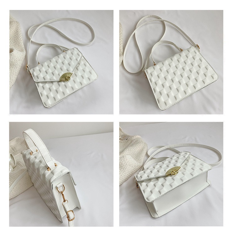 Túi Xách Đeo Vai Hình Vuông Nhỏ Màu Trơn Dập Nổi Họa Tiết Sọc Ca Rô Thời Trang Mùa Xuân 2023