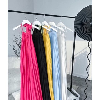 ĐẦM MAXI CỔ YẾM DẬP LY HỞ LƯNG