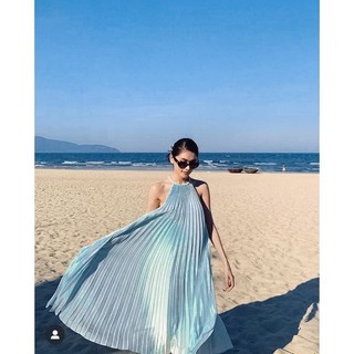 ĐẦM MAXI CỔ YẾM DẬP LY HỞ LƯNG