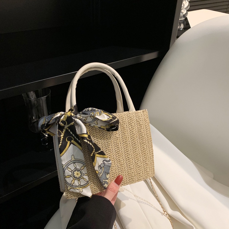 Túi Xách Đeo Vai Mini Vải Lụa Dệt Phối Khăn Quàng Cổ Thời Trang Mùa Xuân 2023