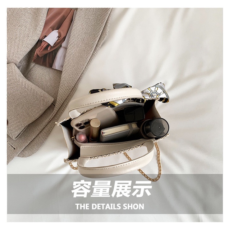 Túi Xách Đeo Vai Mini Vải Lụa Dệt Phối Khăn Quàng Cổ Thời Trang Mùa Xuân 2023