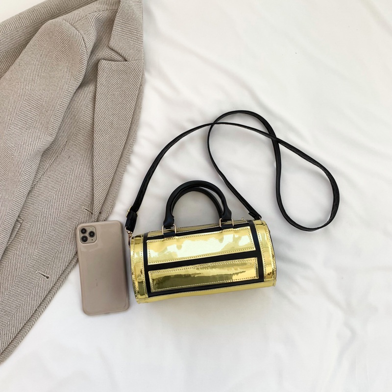 Túi Xách Đeo Vai Hình Trụ Màu Trơn Thời Trang Mùa Xuân 2023 Cho Nữ