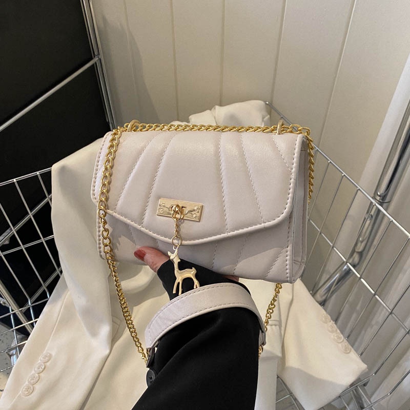 Túi Đeo Chéo Hình Vuông Nhỏ Thêu Họa Tiết Đơn Giản Thời Trang Cho Nữ