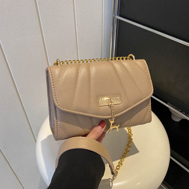 Túi Đeo Chéo Hình Vuông Nhỏ Thêu Họa Tiết Đơn Giản Thời Trang Cho Nữ