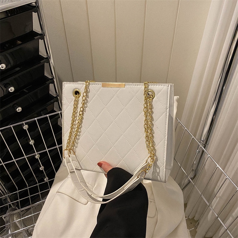 Túi Đeo Vai Màu Trơn Cỡ Lớn Phối Dây Xích Thời Trang Mùa Xuân 2023 Cho Nữ