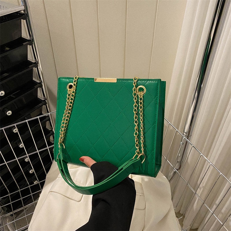 Túi Đeo Vai Màu Trơn Cỡ Lớn Phối Dây Xích Thời Trang Mùa Xuân 2023 Cho Nữ