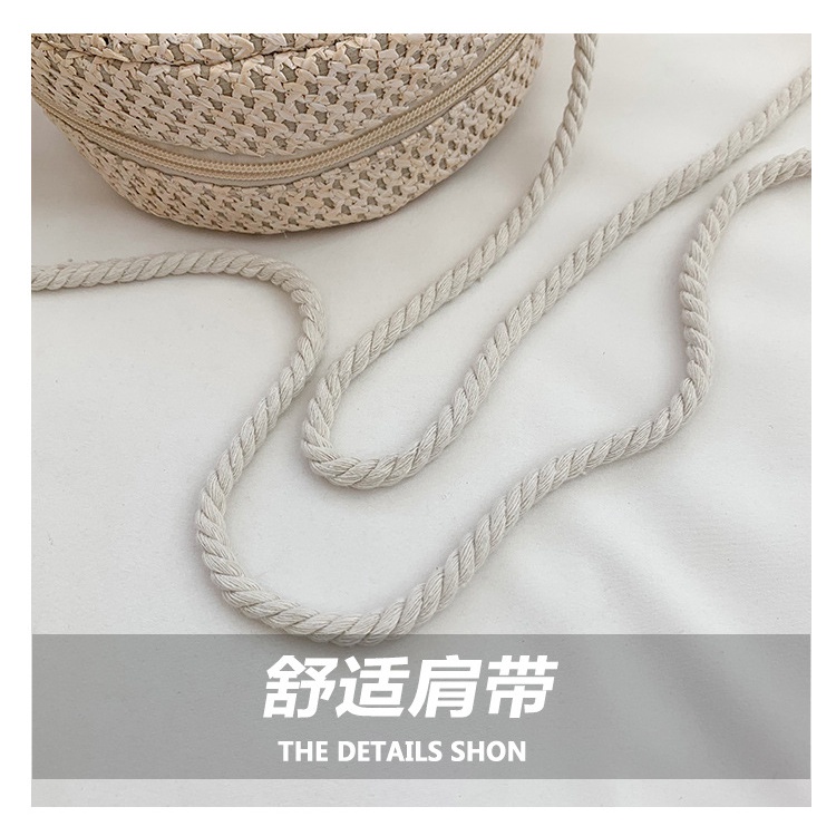 Túi Cói Tròn Màu Trơn Họa Tiết Cherry Thời Trang Mùa Xuân 2023 Cho Nữ