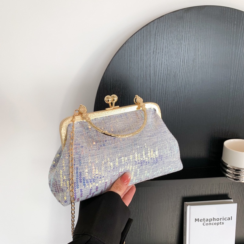 Ba Lô Đeo Vai Phối Dây Xích Đính Kim Sa Lấp Lánh Thời Trang 2023 Cho Nữ