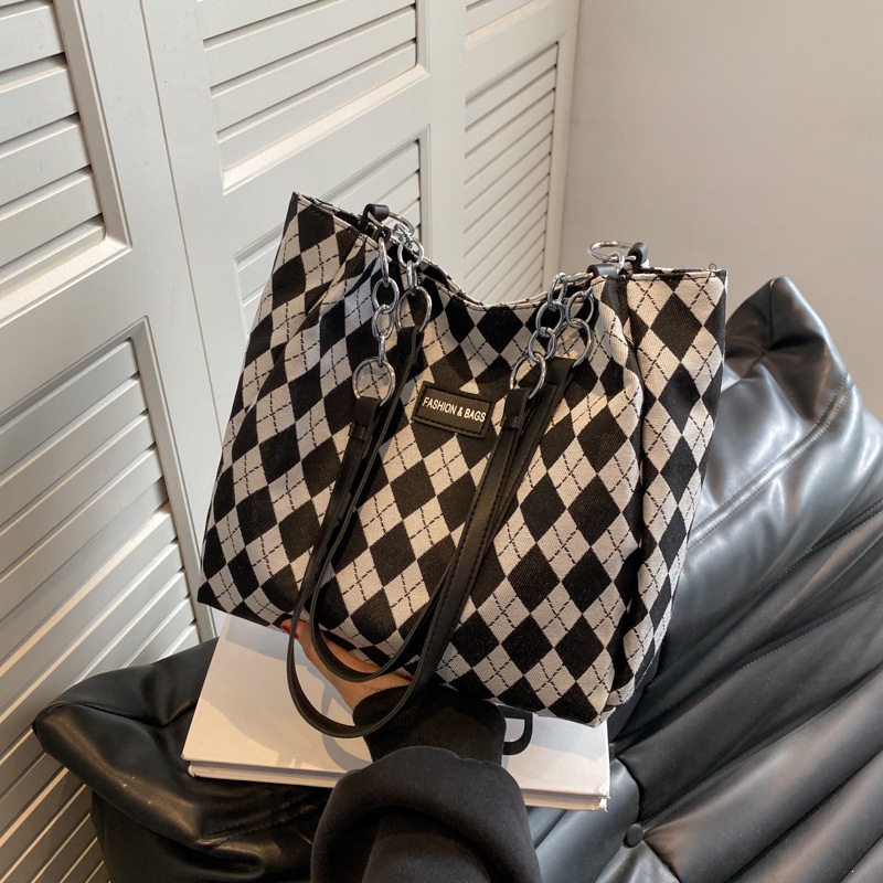 Túi Tote Mini Đeo Vai Họa Tiết Hình Thoi Phong Cách Retro Thời Trang Xuân Hè 2023 Cho Nữ