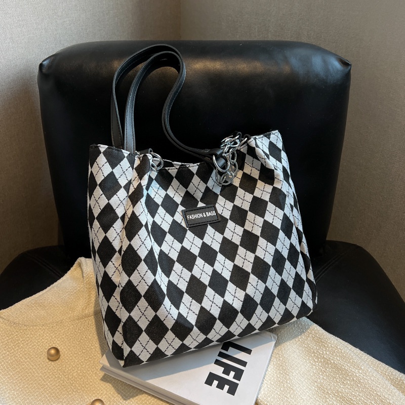 Túi Tote Mini Đeo Vai Họa Tiết Hình Thoi Phong Cách Retro Thời Trang Xuân Hè 2023 Cho Nữ