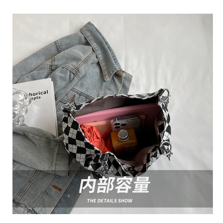 Túi Tote Mini Đeo Vai Họa Tiết Hình Thoi Phong Cách Retro Thời Trang Xuân Hè 2023 Cho Nữ