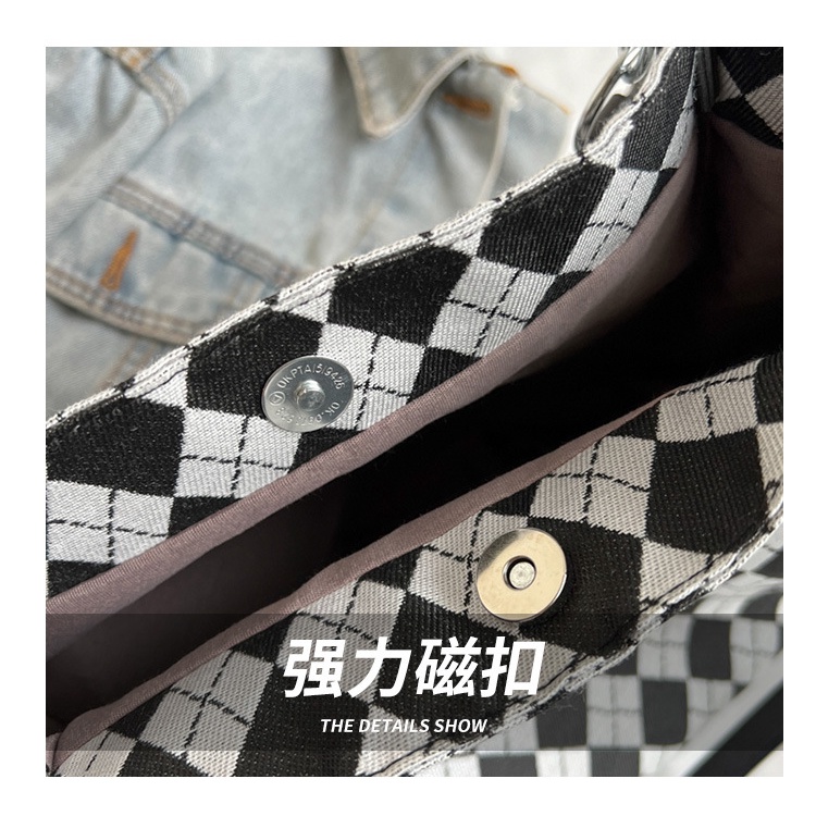 Túi Tote Mini Đeo Vai Họa Tiết Hình Thoi Phong Cách Retro Thời Trang Xuân Hè 2023 Cho Nữ