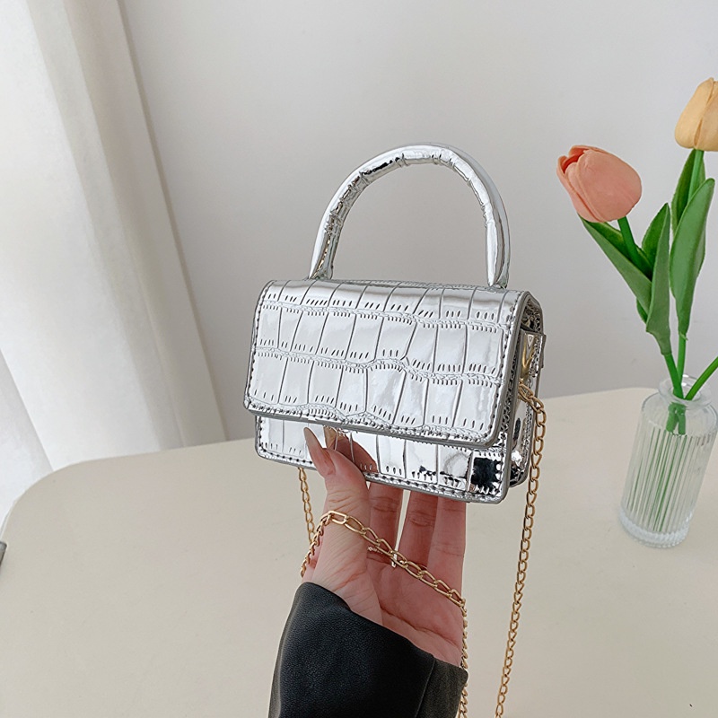 Túi Xách Đeo Vai Hình Vuông Cỡ Nhỏ Phối Dây Đeo Sợi Xích Phong Cách Hàn Quốc Thời Trang Xuân Hè 2023 Cho Nữ