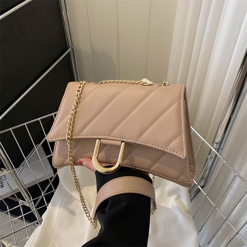 Túi Xách Đeo Vai Hình Vuông Cỡ Nhỏ Màu Trơn Phối Dây Đeo Sợi Xích Thời Trang Mùa Xuân 2023 Cho Nữ