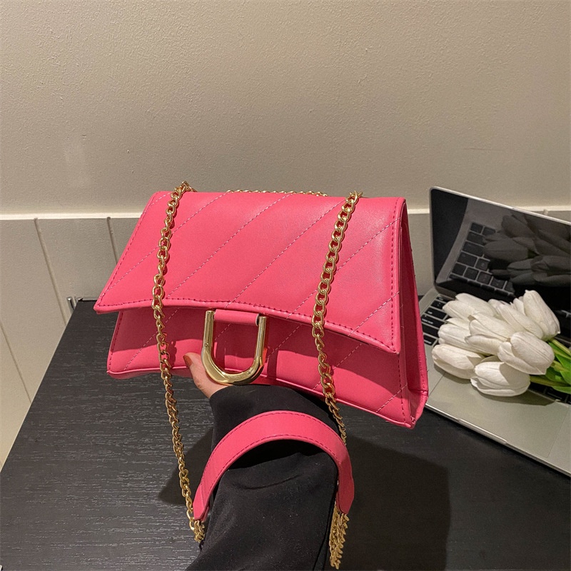 Túi Xách Đeo Vai Hình Vuông Cỡ Nhỏ Màu Trơn Phối Dây Đeo Sợi Xích Thời Trang Mùa Xuân 2023 Cho Nữ