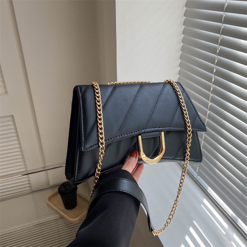 Túi Xách Đeo Vai Hình Vuông Cỡ Nhỏ Màu Trơn Phối Dây Đeo Sợi Xích Thời Trang Mùa Xuân 2023 Cho Nữ