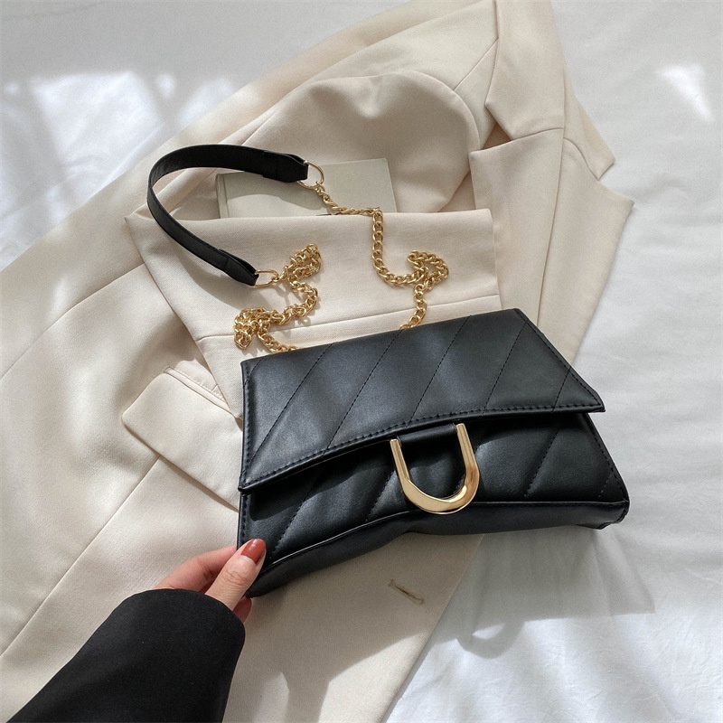 Túi Xách Đeo Vai Hình Vuông Cỡ Nhỏ Màu Trơn Phối Dây Đeo Sợi Xích Thời Trang Mùa Xuân 2023 Cho Nữ