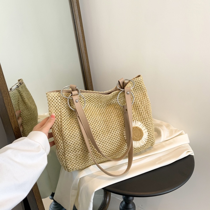 Túi Xách Đeo Vai / Kẹp Nách Chất Liệu Cói Kích Cỡ Lớn Thời Trang Mùa Xuân 2023