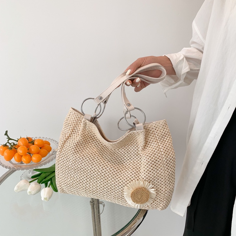 Túi Xách Đeo Vai / Kẹp Nách Chất Liệu Cói Kích Cỡ Lớn Thời Trang Mùa Xuân 2023