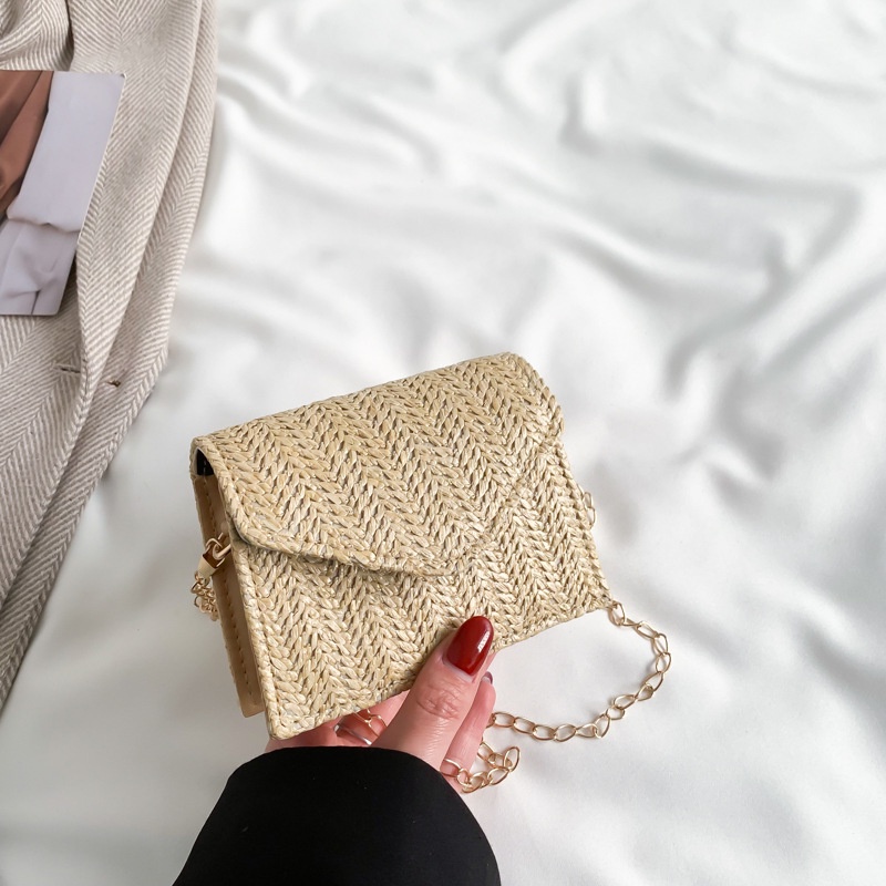 Túi Xách Đeo Vai Đan Cói Hình Vuông Cỡ Nhỏ Phối Dây Đeo Sợi Xích Thời Trang Mùa Xuân Dành Cho Nữ 2