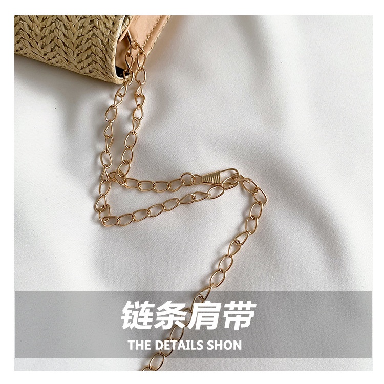 Túi Xách Đeo Vai Đan Cói Hình Vuông Cỡ Nhỏ Phối Dây Đeo Sợi Xích Thời Trang Mùa Xuân Dành Cho Nữ 2