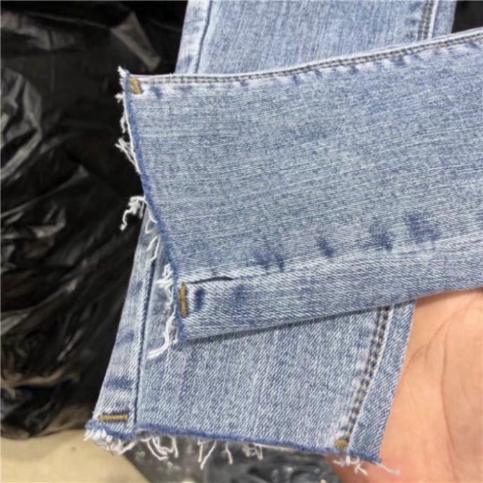 Quần Skinny Jean Bò Nam Rách greed color lá cây xanh cây Trơn Cắt Gấu a11