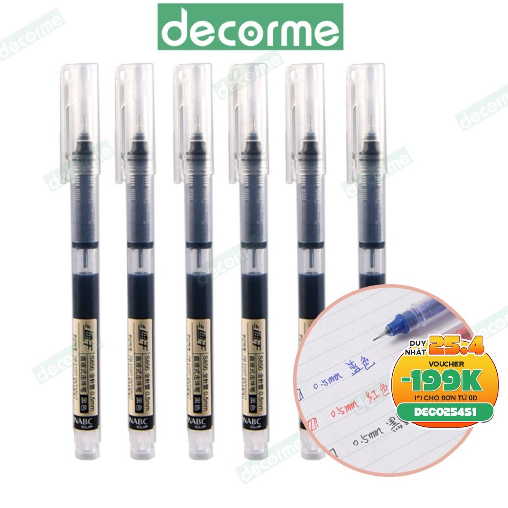 Bút kim DecorMe bút mực nước ngòi kim 0.5mm 3 màu đen xanh đỏ viết mực đẹp nét chữ đều Snowhite Muji văn phòng phẩm