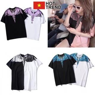 Áo phông Burlon cánh chim họa tiết in vai HOTTREND - Áo thun tay lỡ nam nữ unisex freesize form rộng 65kg chất cotton