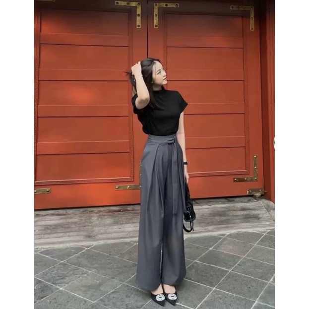 Quần ống suông nữ buộc dây nơ kiểu mới. quần đứng form chất đẹp S2