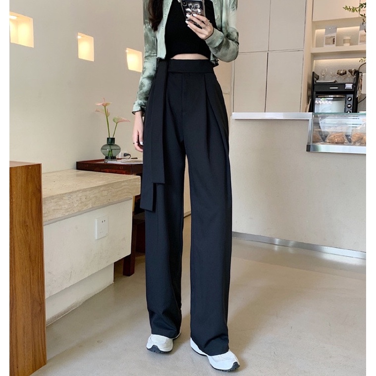 Quần ống suông nữ buộc dây nơ kiểu mới. quần đứng form chất đẹp S2