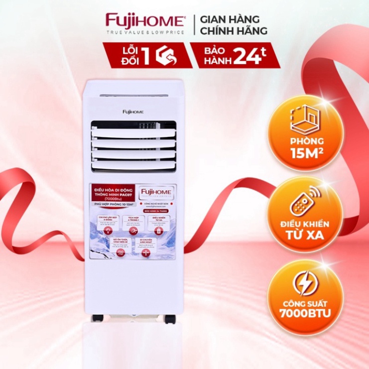 uy tín chất lượng cam ơn quý khách đã quan tâm Điều hòa di động nhập khẩu Fujihome PAC07 công suất 7000BTU điều khiển từ