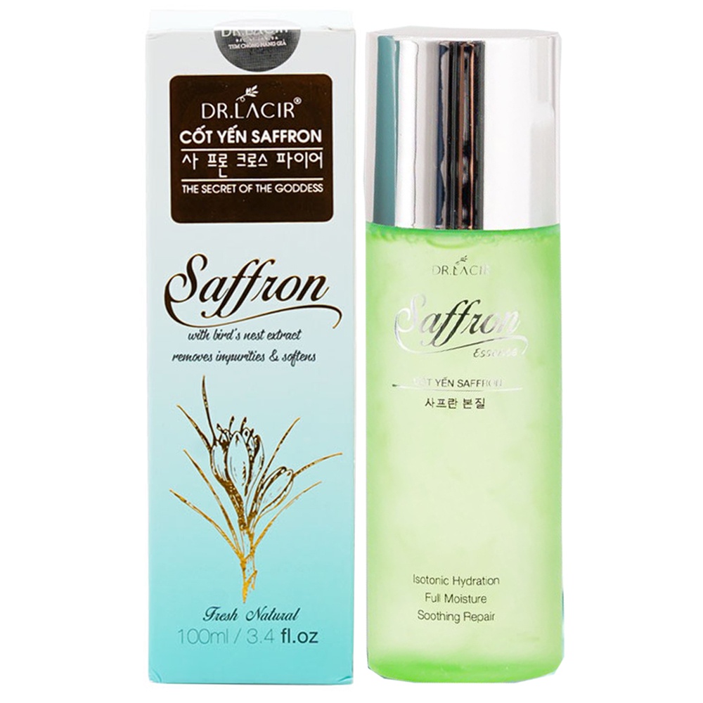 Toner Cốt Yến Safron saffron Drlacir dr lacir 100ml,Hỗ trợ cân bằng độ ẩm trên da,Giúp co nhỏ lỗ chân lông,làm sạch sâu