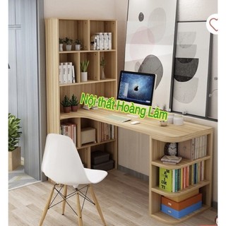 Bàn học góc liền giá sách gỗ công nghiệp mẫu mới