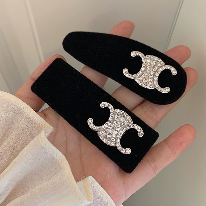 Xiao Xiangfeng Kẹp Tóc Nhung Đen BB ~ Kẹp Tóc Đính Kim Cương Chữ Nhỏ Phong Cách Retro Pháp Cao Cấp Có Hương Thơm Hai