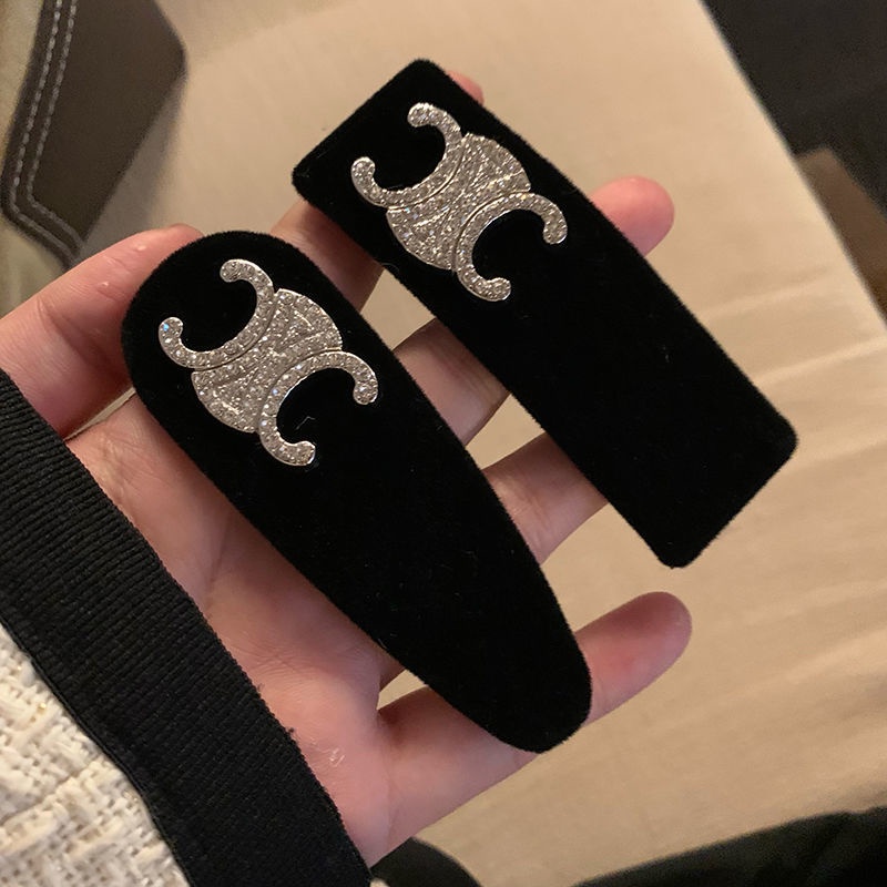 Xiao Xiangfeng Kẹp Tóc Nhung Đen BB ~ Kẹp Tóc Đính Kim Cương Chữ Nhỏ Phong Cách Retro Pháp Cao Cấp Có Hương Thơm Hai