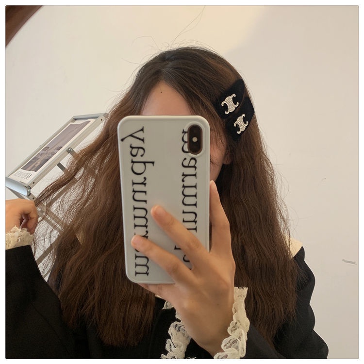 Xiao Xiangfeng Kẹp Tóc Nhung Đen BB ~ Kẹp Tóc Đính Kim Cương Chữ Nhỏ Phong Cách Retro Pháp Cao Cấp Có Hương Thơm Hai