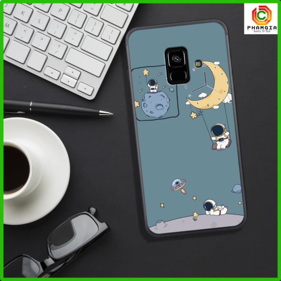 Ốp Samsung A6 2018/ A6 Plus/ J8 2018/ A8 2018/ J6 Plus 2018/ A8 Plus mặt lưng ép kính cường lực dẻo in hình phi hành gia