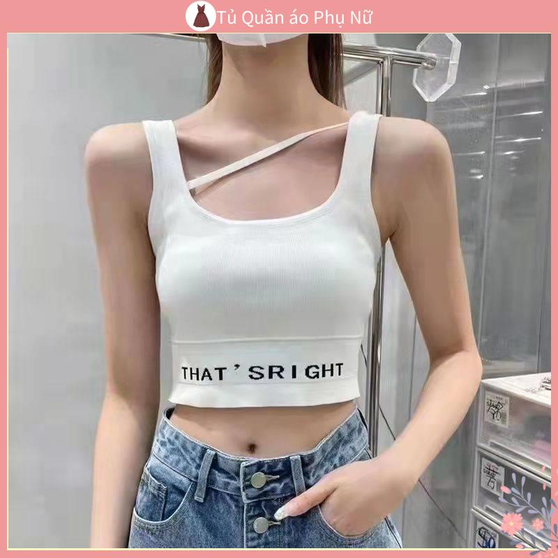 O S Mi N L A M Qu C Quy N Áo Tank Top Có Dây Đeo Cổ Mỏng Vừa Vặn In Chữ Mùa Xuân Hàn Quốc Cho Nữ