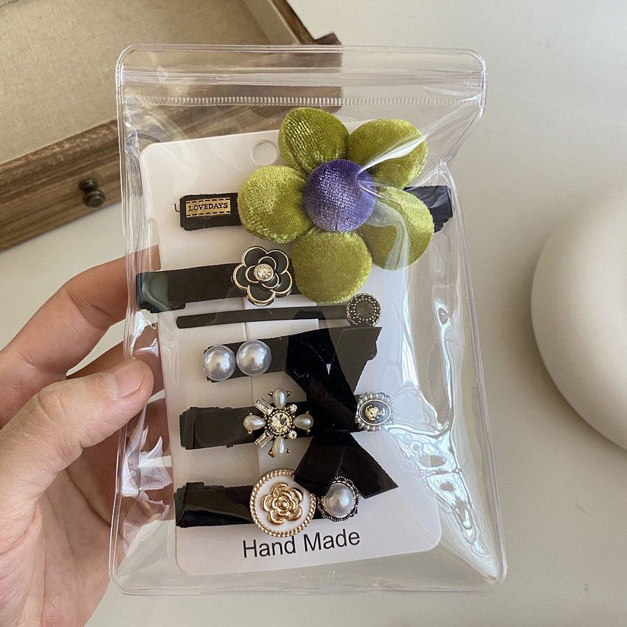 Xiao Xiangfeng Bộ Kẹp Tóc Nơ Nhỏ Bằng Nhung Đen Đính Ngọc Trai Tinh Tế Chất Lượng Cao Có Hương Thơm Cao Cấp