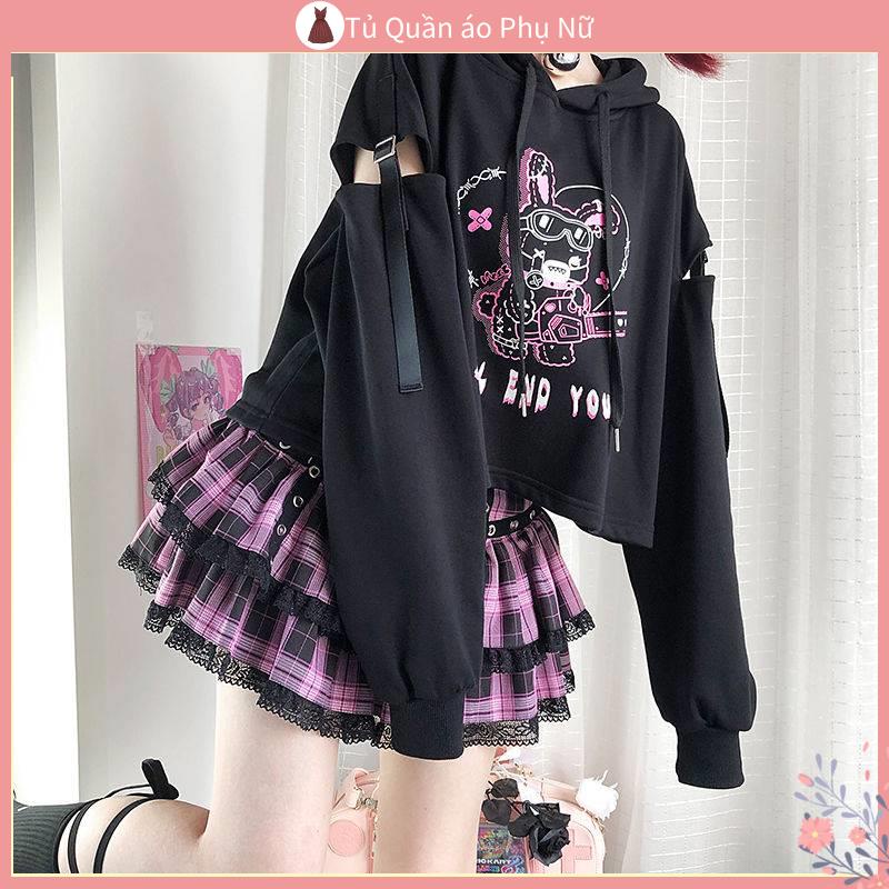 O S Mi N L A M Qu C Quy N Áo Sweatshirt Có Mũ Trùm Đầu Ngắn Màu Đen Phong Cách Đại Học Thu Đông Mới Chugao Cho Nữ Sinh Chugao