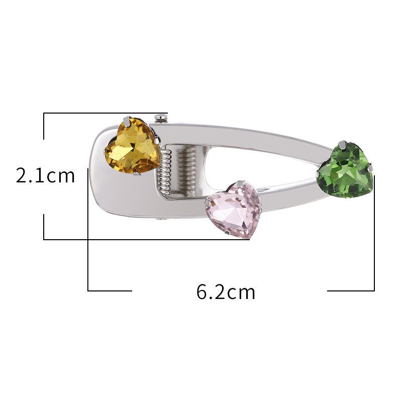 Xiao Xiangfeng Kẹp Tóc Nơ Cỡ Vừa Đính Đá Zircon Nhiều Màu Sắc Bất Đối Xứng Hình Trái Tim Công Nghiệp Nặng