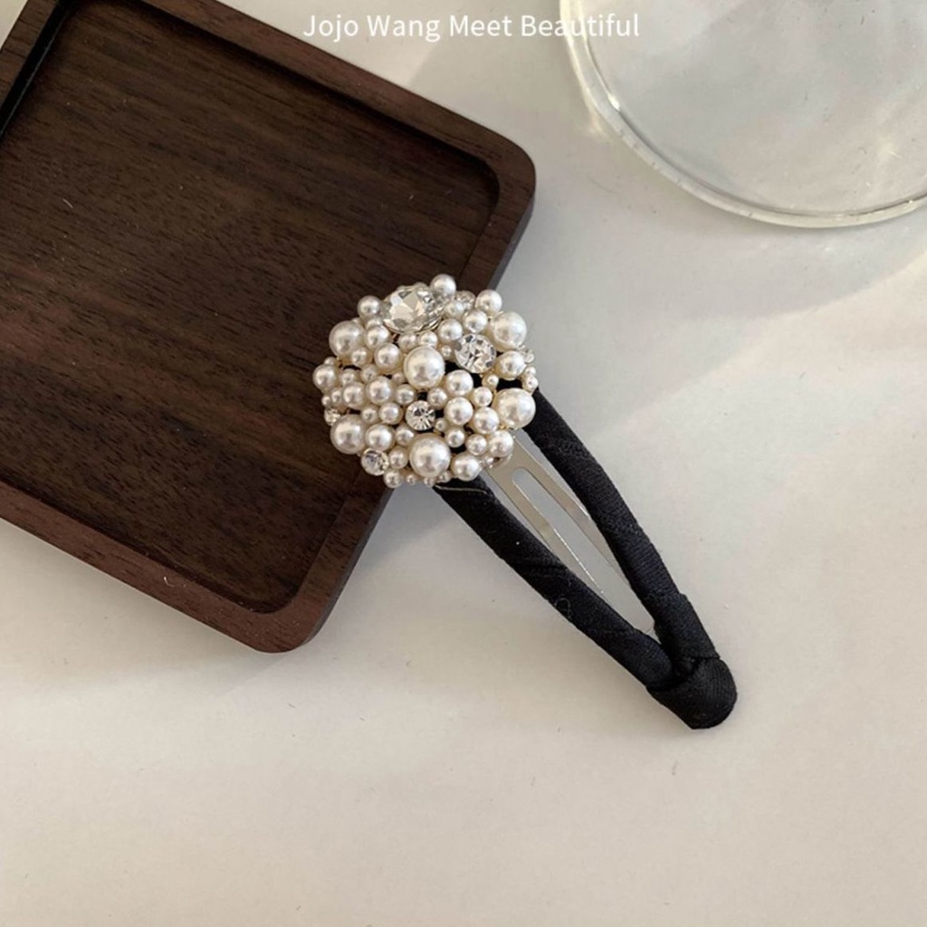 Xiao Xiangfeng Kẹp Tóc Đính Ngọc Trai Đen Nhỏ Nhắn Phong Cách Dành Cho Nữ