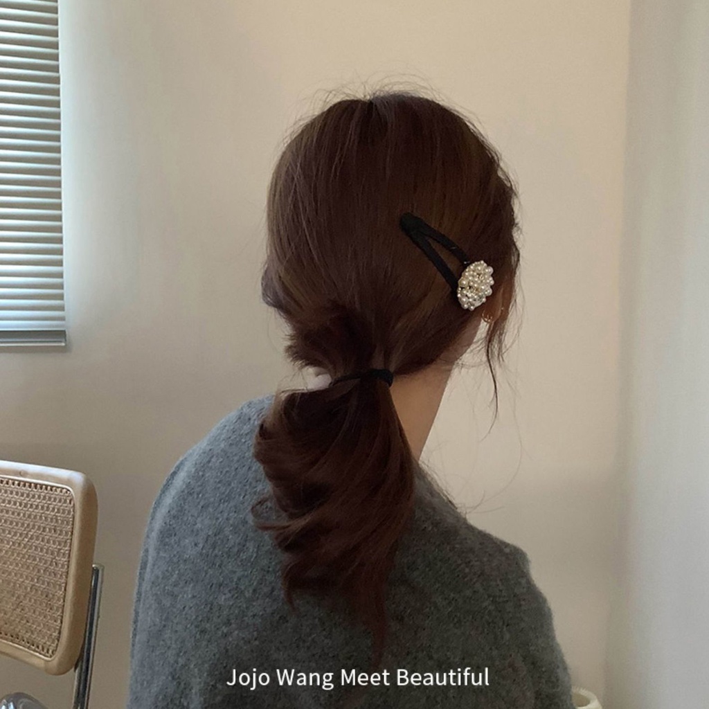 Xiao Xiangfeng Kẹp Tóc Đính Ngọc Trai Đen Nhỏ Nhắn Phong Cách Dành Cho Nữ