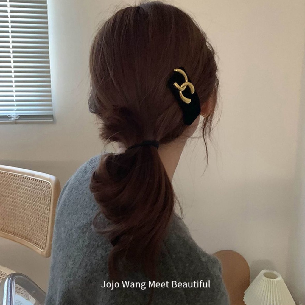 Xiao Xiangfeng Kẹp Tóc Đính Ngọc Trai Đen Nhỏ Nhắn Phong Cách Dành Cho Nữ