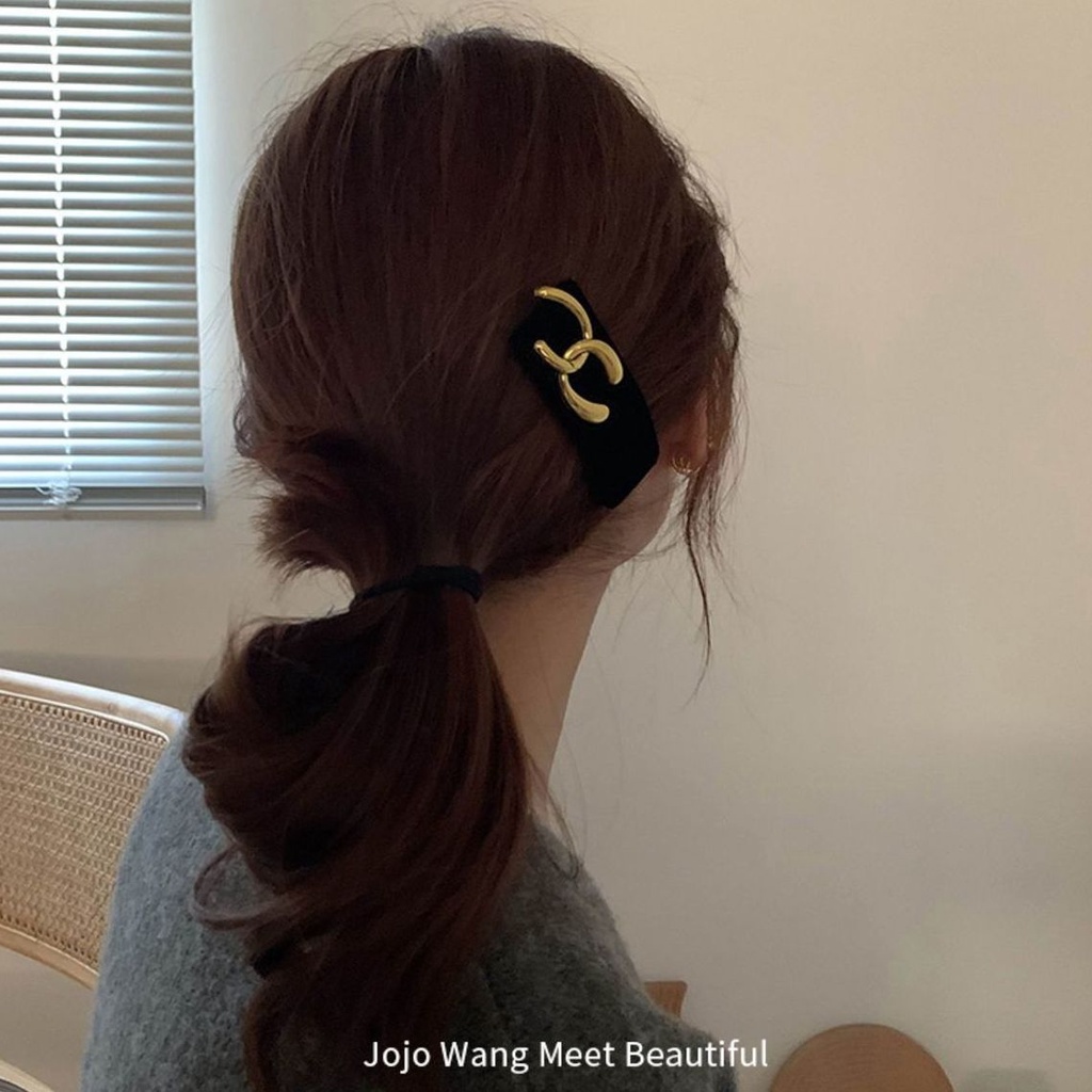 Xiao Xiangfeng Kẹp Tóc Đính Ngọc Trai Đen Nhỏ Nhắn Phong Cách Dành Cho Nữ