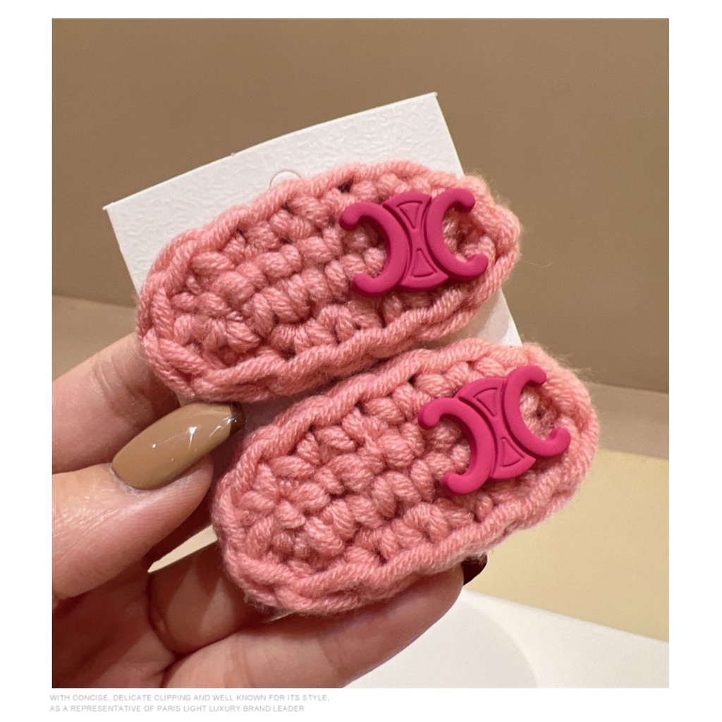 Xiao Xiangfeng Kẹp Tóc Bằng Da PU Hình Tam Giác Phối Lưới Màu Hồng Ngọt Ngào Phong Cách Hàn Quốc Cho Nữ