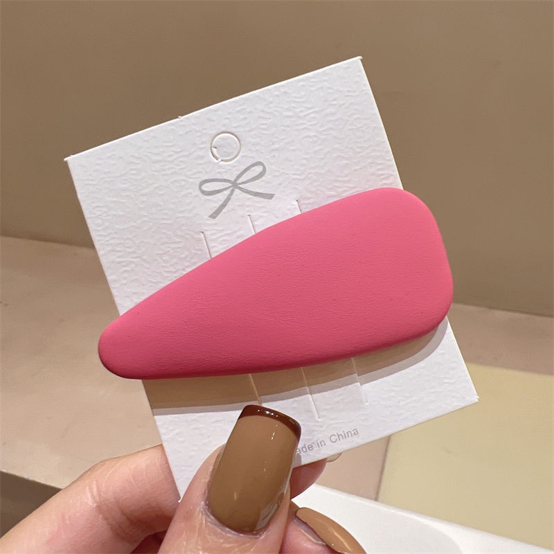 Xiao Xiangfeng Kẹp Tóc Bằng Da PU Hình Tam Giác Phối Lưới Màu Hồng Ngọt Ngào Phong Cách Hàn Quốc Cho Nữ